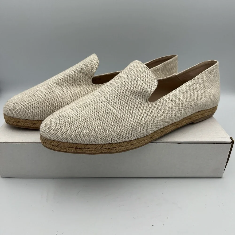 Jack Rogers Audrey Slip On LineneEspadrille Flats Ivory,‎ Women's Size 9.5
